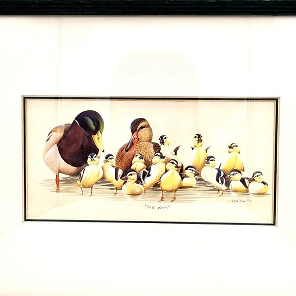 Framed Print "The Kids" By Art LaMay - Duck Family Scene - 13 x 16" Wooden Frame - Picture 2 of 8